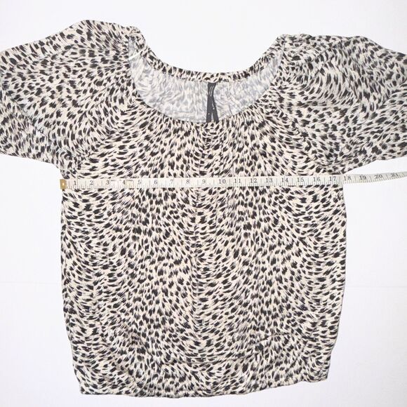 Anthropologie Cascais Off the Shoulder Top Leopard Print Neutral Long Sleeve S - Picture 8 of 13